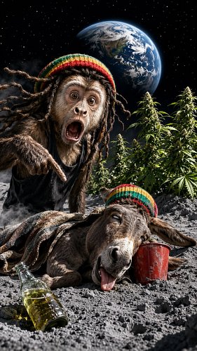 GROWING GANJA PON THE MOON🌑 #moon #space #rasta #ai #funny