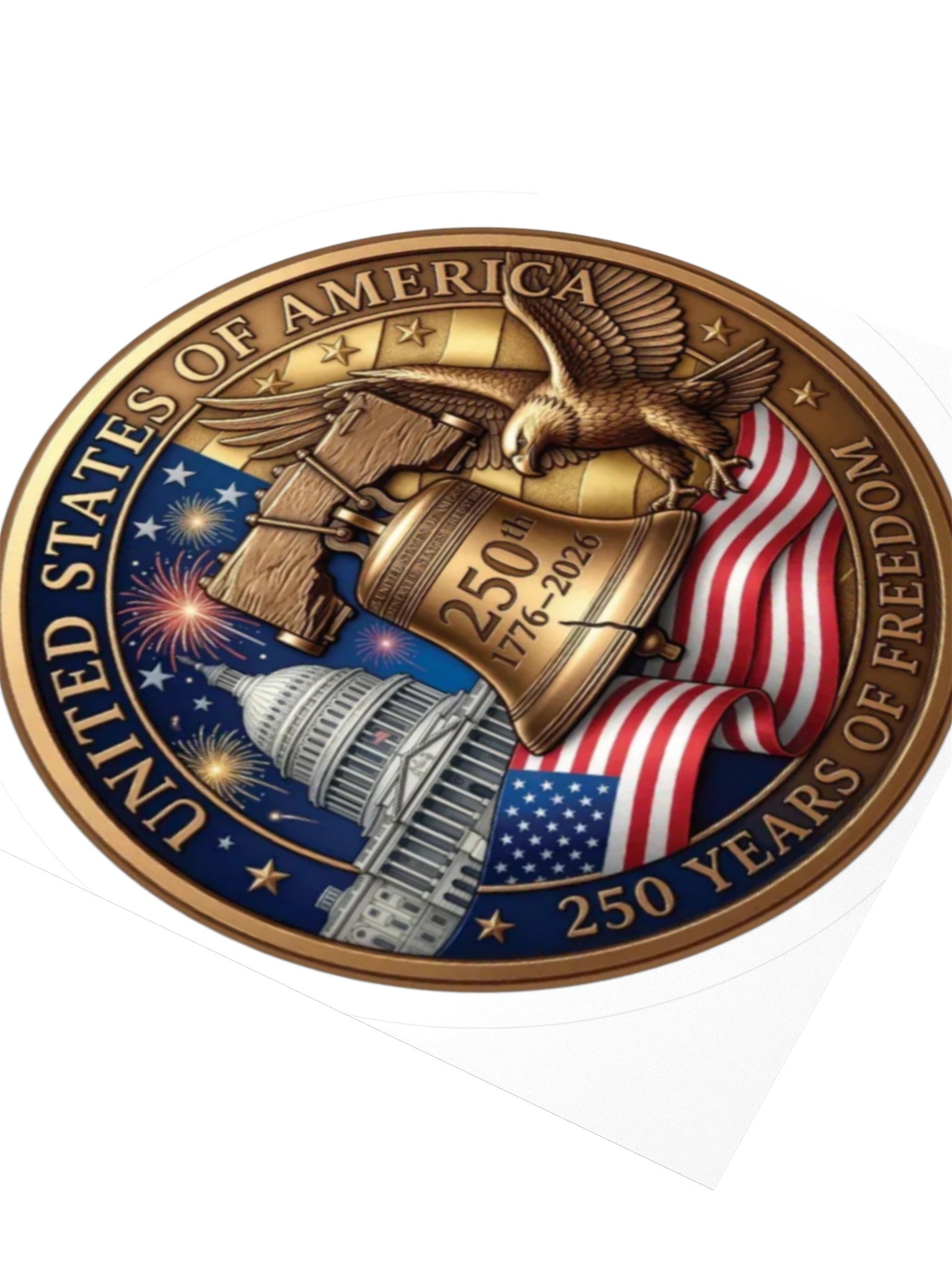 250th Anniversary America Sticker | Liberty Bell Kiss Cut Sticker | Patriotic USA 1776–2026 Decal product image (4)