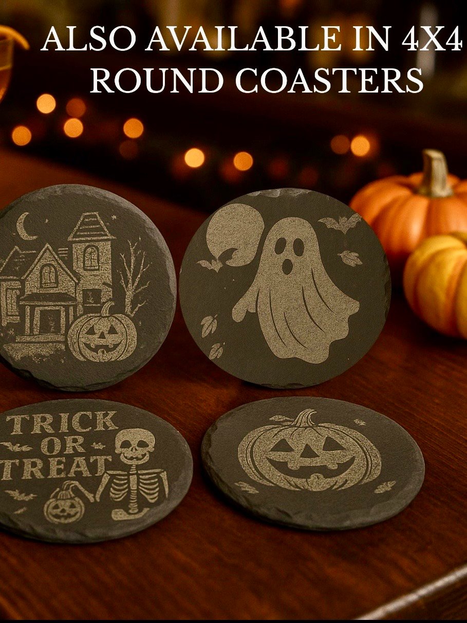 Halloween Engraved Slate 8-Piece Coaster Set Bundle product image (3)