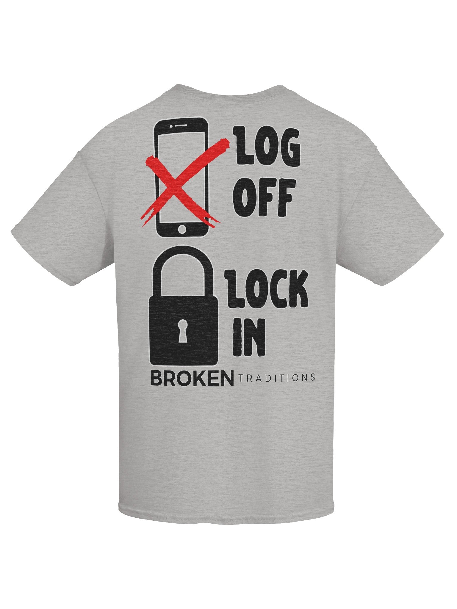 Log Off Lock In T Shirt Black Letters product image (9)