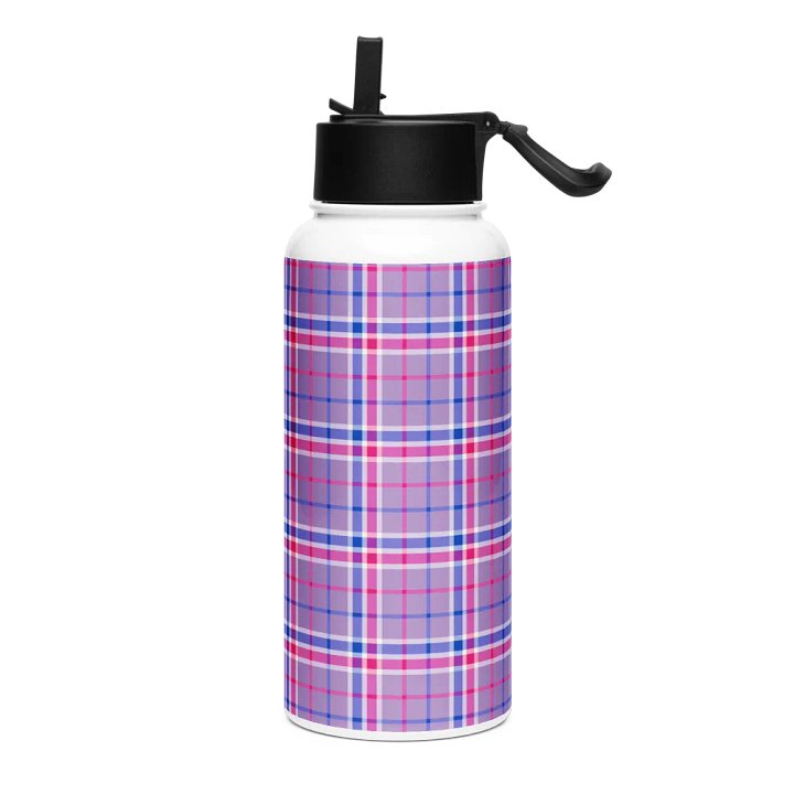 Lavender, Magenta, and Blue Plaid Water Bottle product image (2)