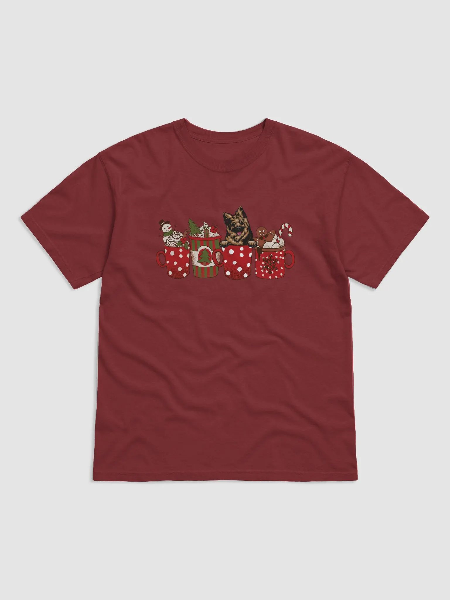 Cute German Shepherd in a Christmas Cup T-Shirt | Funny Christmas Pup in a Cup product image (4)