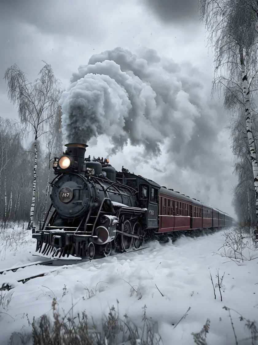 Winter Steam Locomotive Matte Poster product image (1)