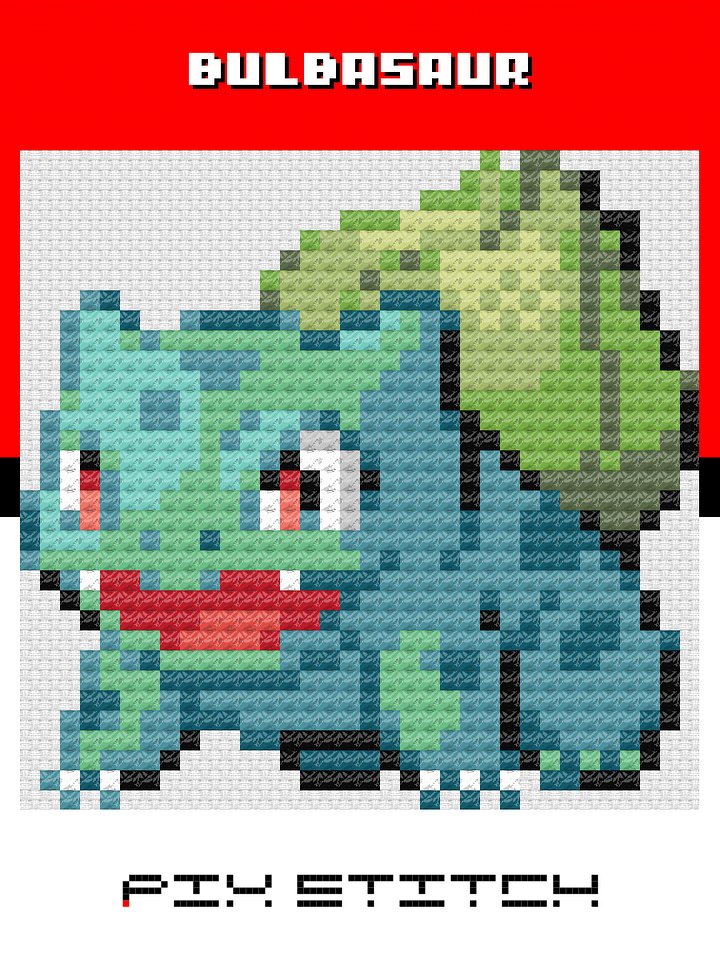 001-Bulbasaur Cross Stitch Pattern product image (1)