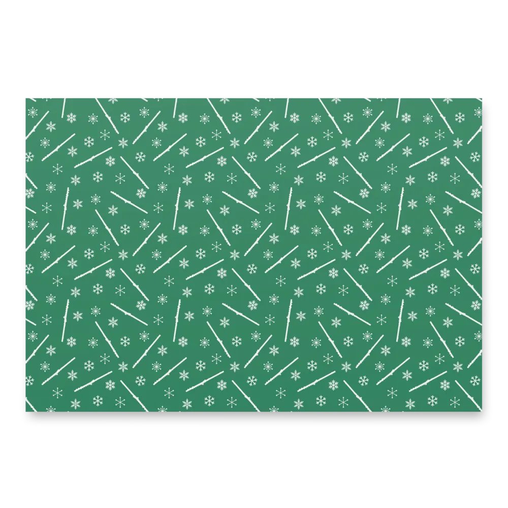 Flutes and Snowflakes - Alto Flute - Green Gift Wrap Paper Sheets product image (6)