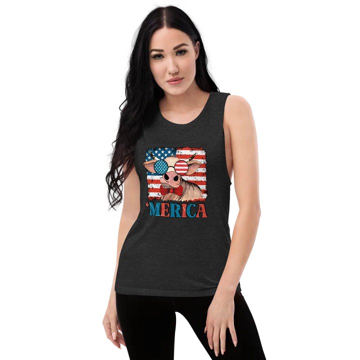 Patriotic Flowy Muscle Tank Featuring Merica the cow product image (17)