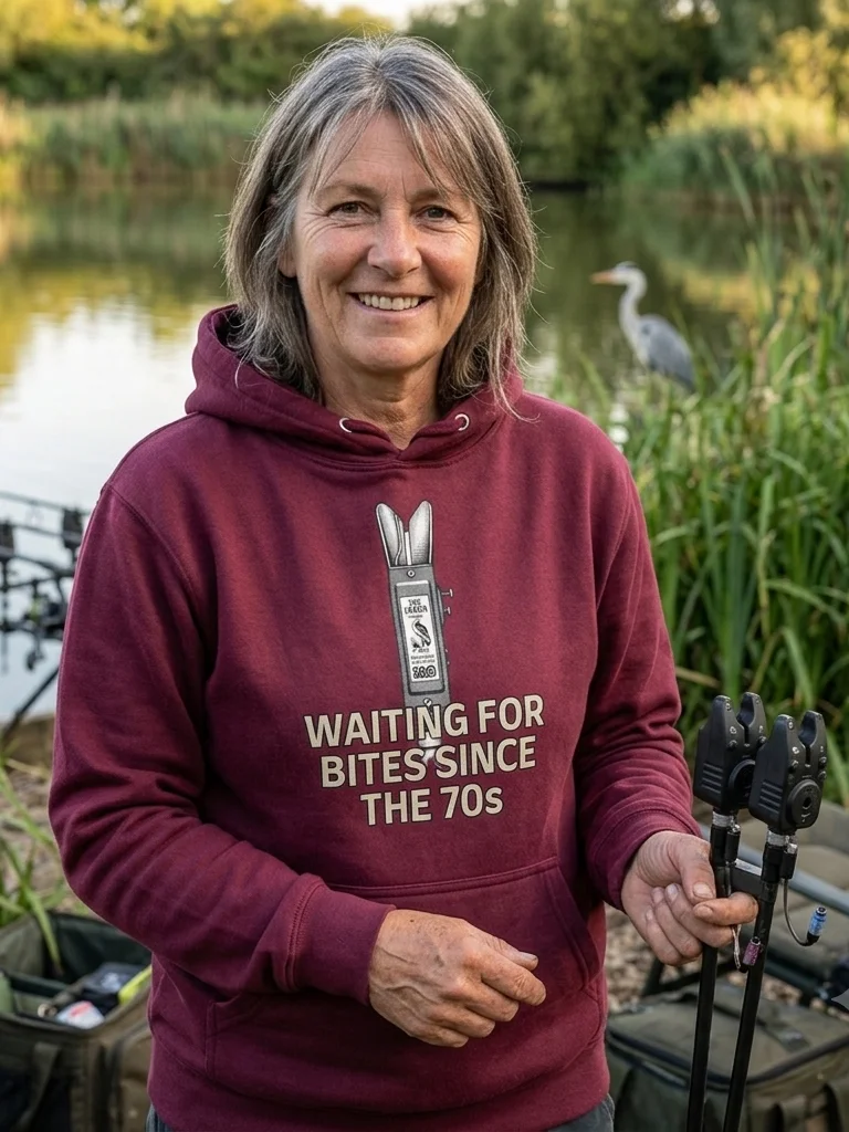 Heron Bite Indicator “Waiting For Bites Since The 70s” Hoodie product image (1)