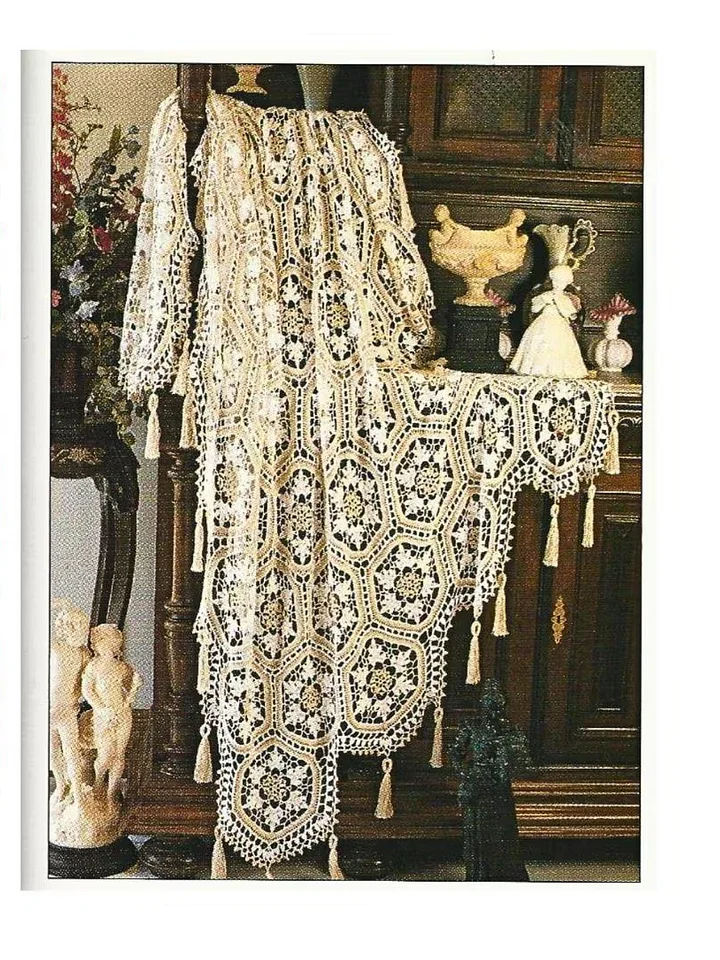 1980s Vintage Crochet " Queen's Lace" Throw Pattern + Video Tutorial product image (1)