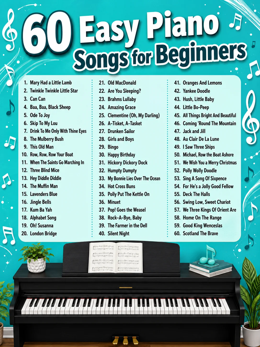 Easy Piano Songs for Beginners: 60 Easy Sheet Music Pieces with Letter Notes product image (3)