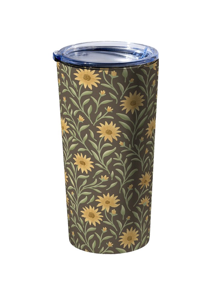 Golden field 20oz stainless steel tumbler. Elegant floral botanical design on dark background product image (2)