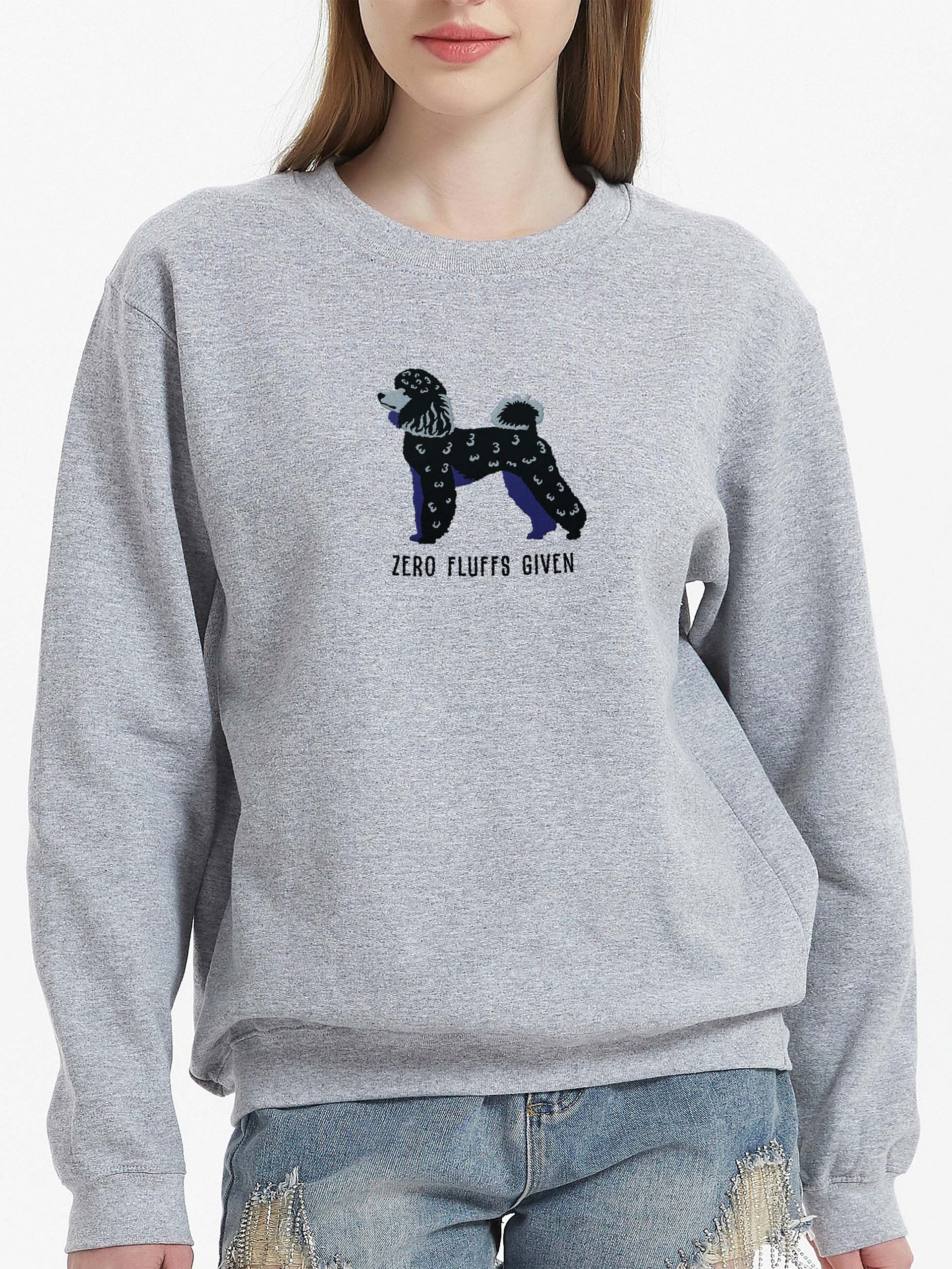 Zero Fluffs Given Sweatshirt (Embroidered) of a Mini Poodle(Black) product image (2)
