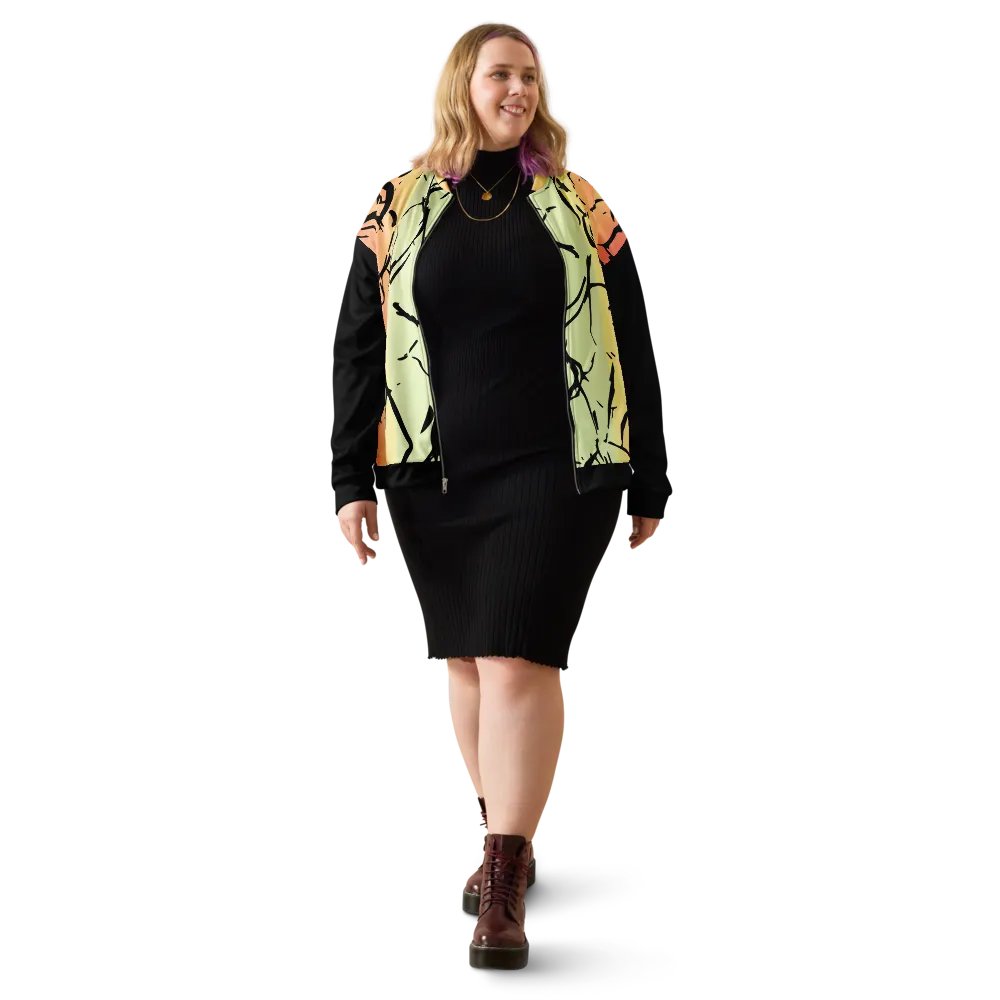 All-over Print Bomber Jacket by Sublicolor 144 /Lime- Orange/Enigma product image (4)