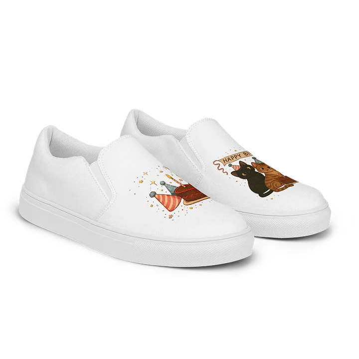 Cat brigade birthday Women's Slip-On Canvas Shoes product image (2)