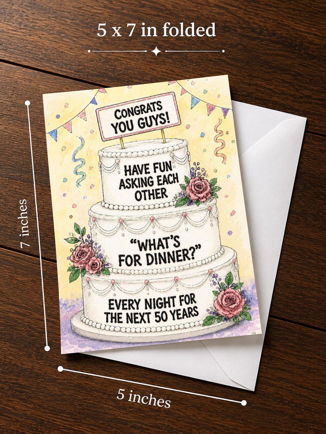 FUNNY WEDDING/ENGAGEMENT CARD: Congrats You Guys, What's For Dinner? Married Life / Newlyweds Joke product image (3)