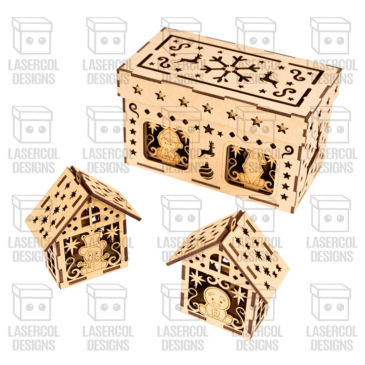 Christmas Ornaments Houses Box Set 2 - Laser Cut Files product image (2)