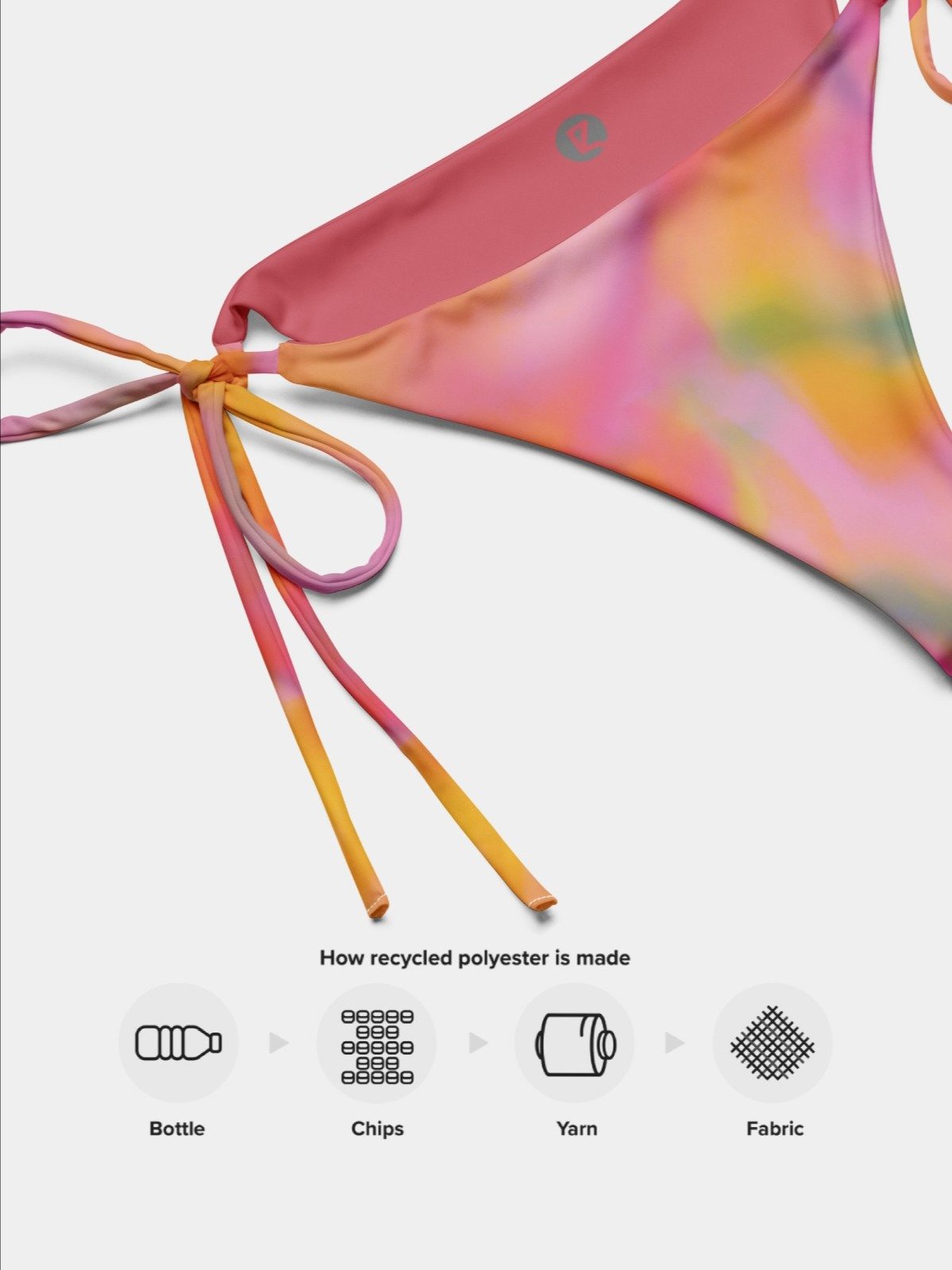 Recycled String Bikini Bottom "Sweet Pastel Tie Dye in Orange Light Pink" product image (7)
