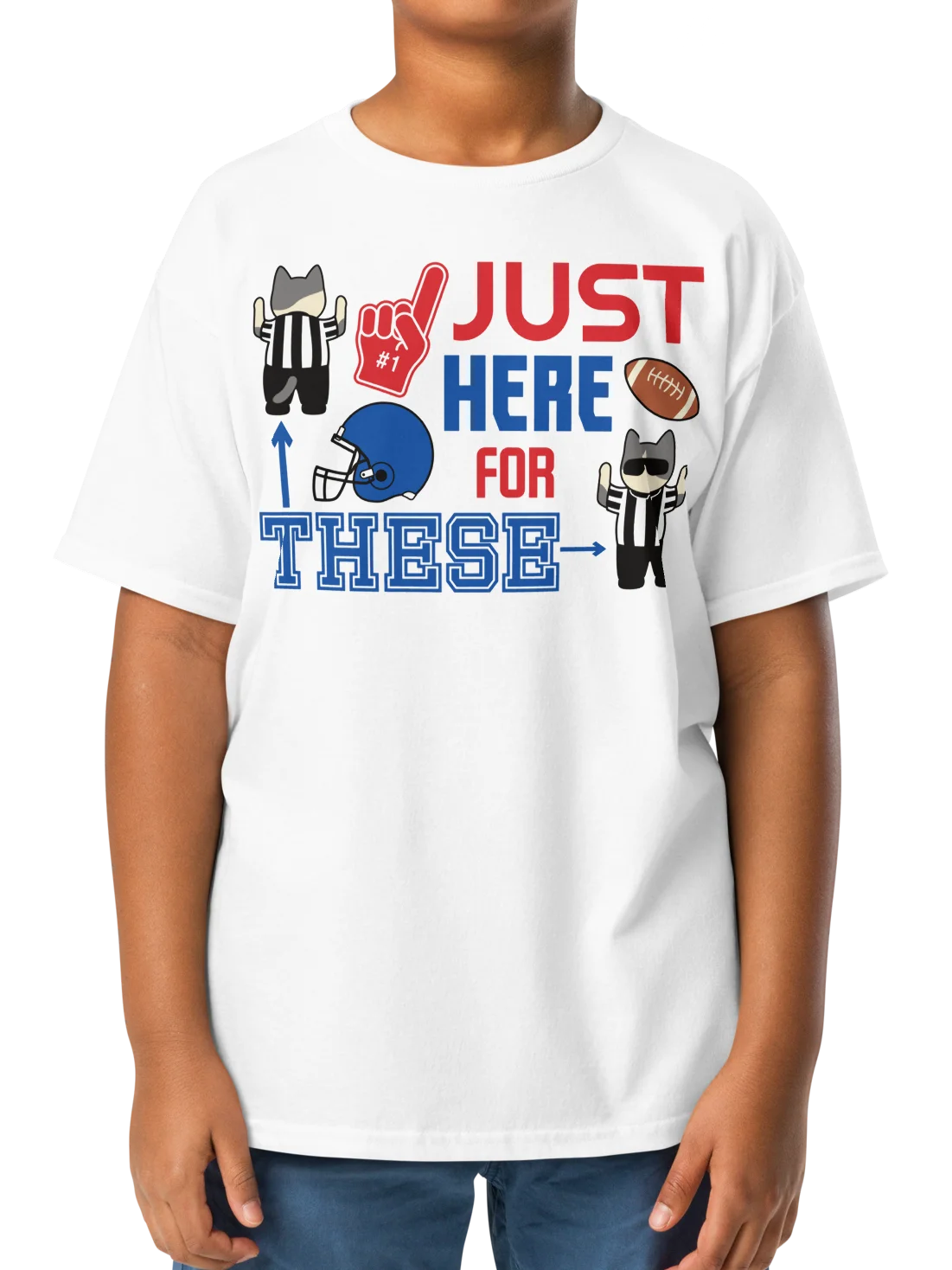 American Football Cat (JUST HERE FOR THESE - touchdown signals) - Unisex Youth Heavyweight T-shirt product image (9)