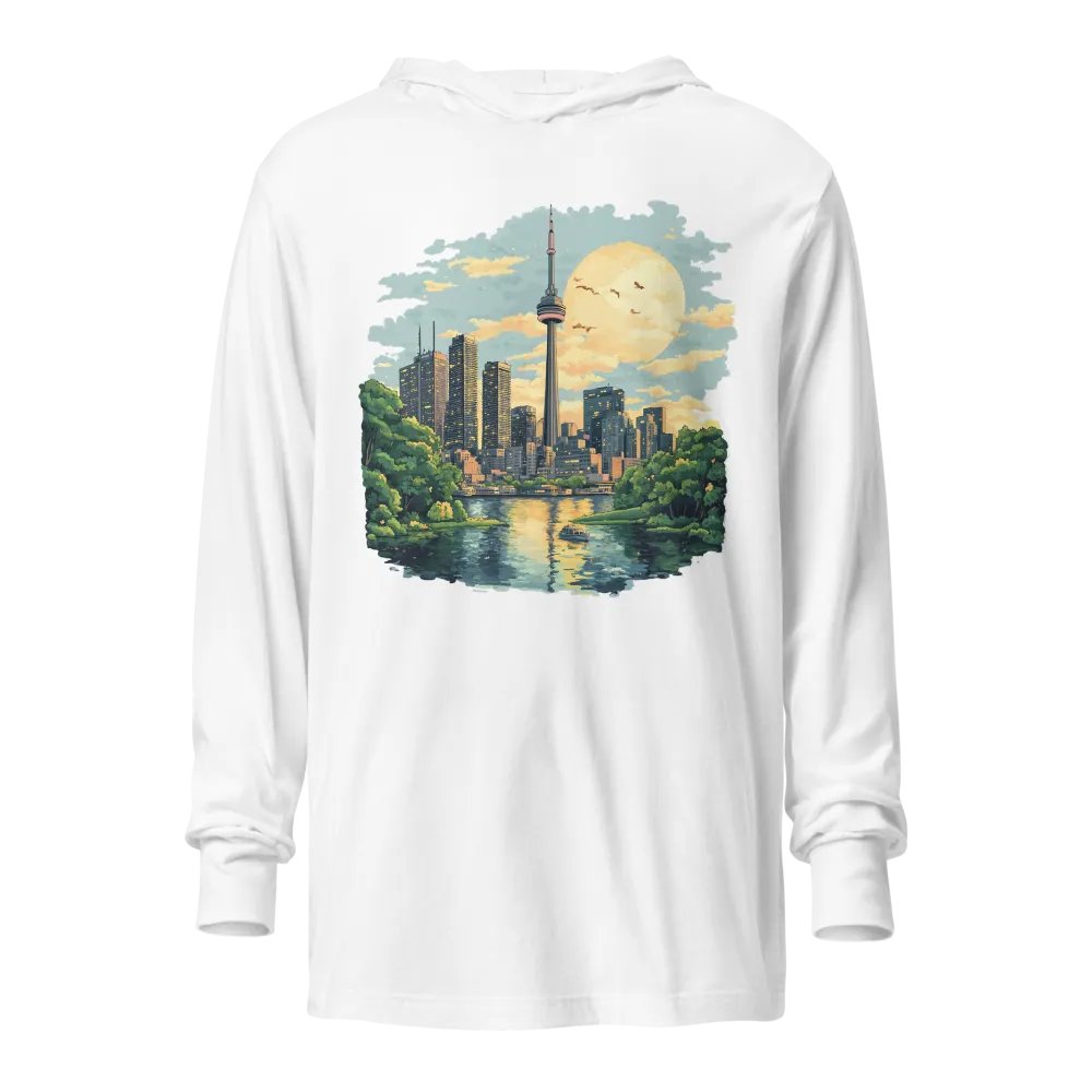 Toronto Vibes Unisex Hooded Tee – CN Tower Sunset product image (2)