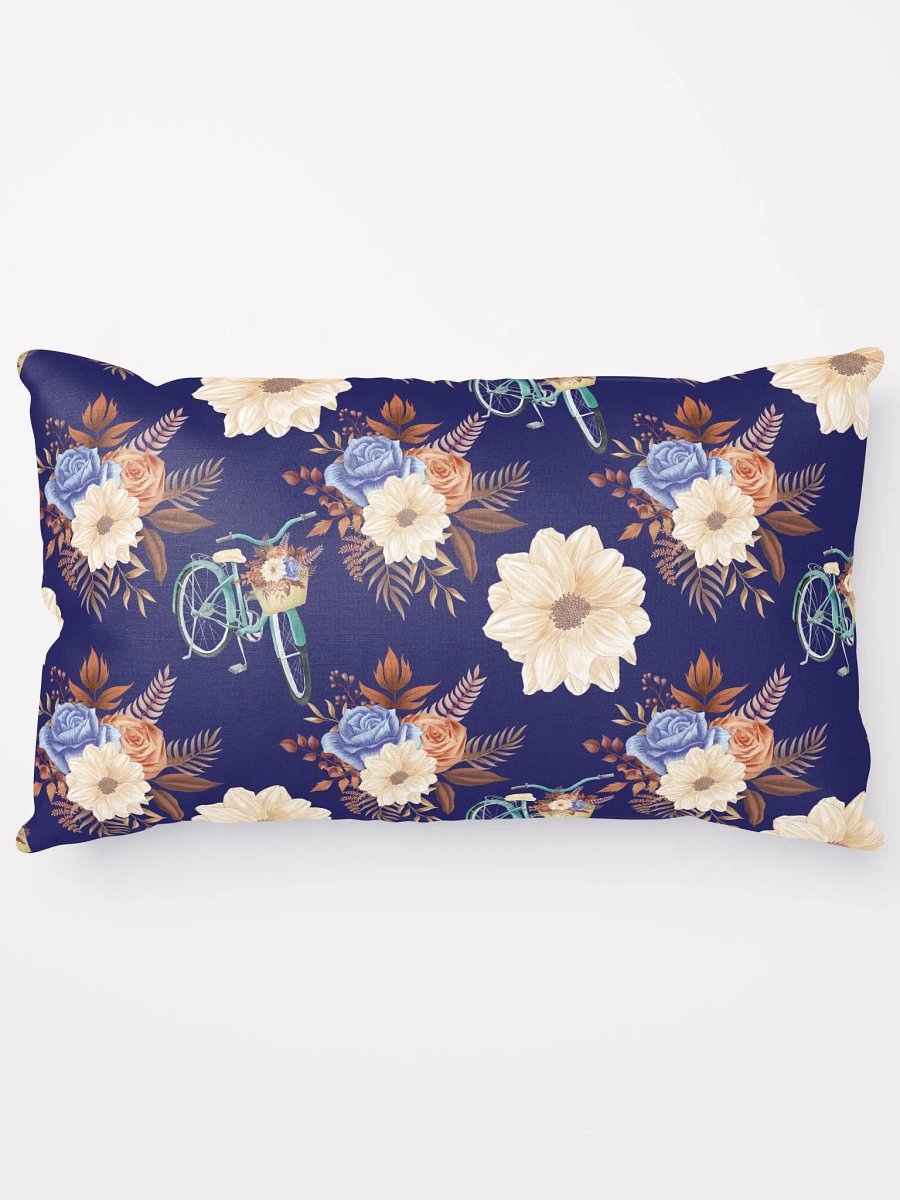 Retro Blue Blossom Throw Pillow product image (14)