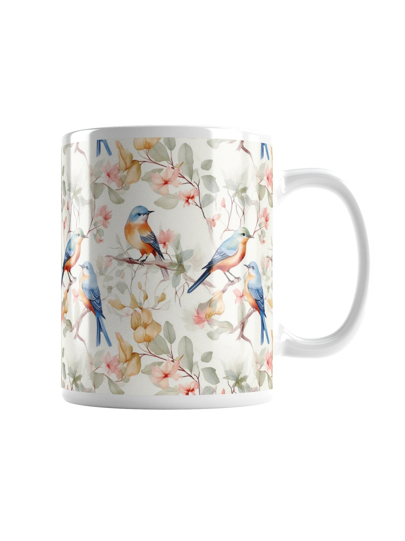 Bluebirds White Glossy Ceramic Mug by Treasure Pie product image (1)