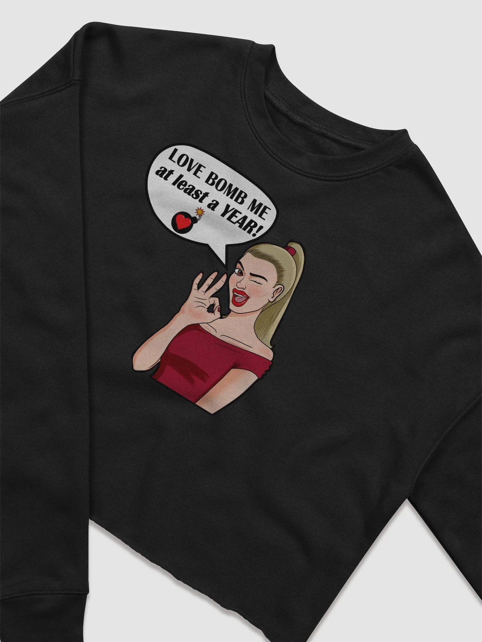 Love Bomb Me - CROP sweatshirt, raw hem product image (5)
