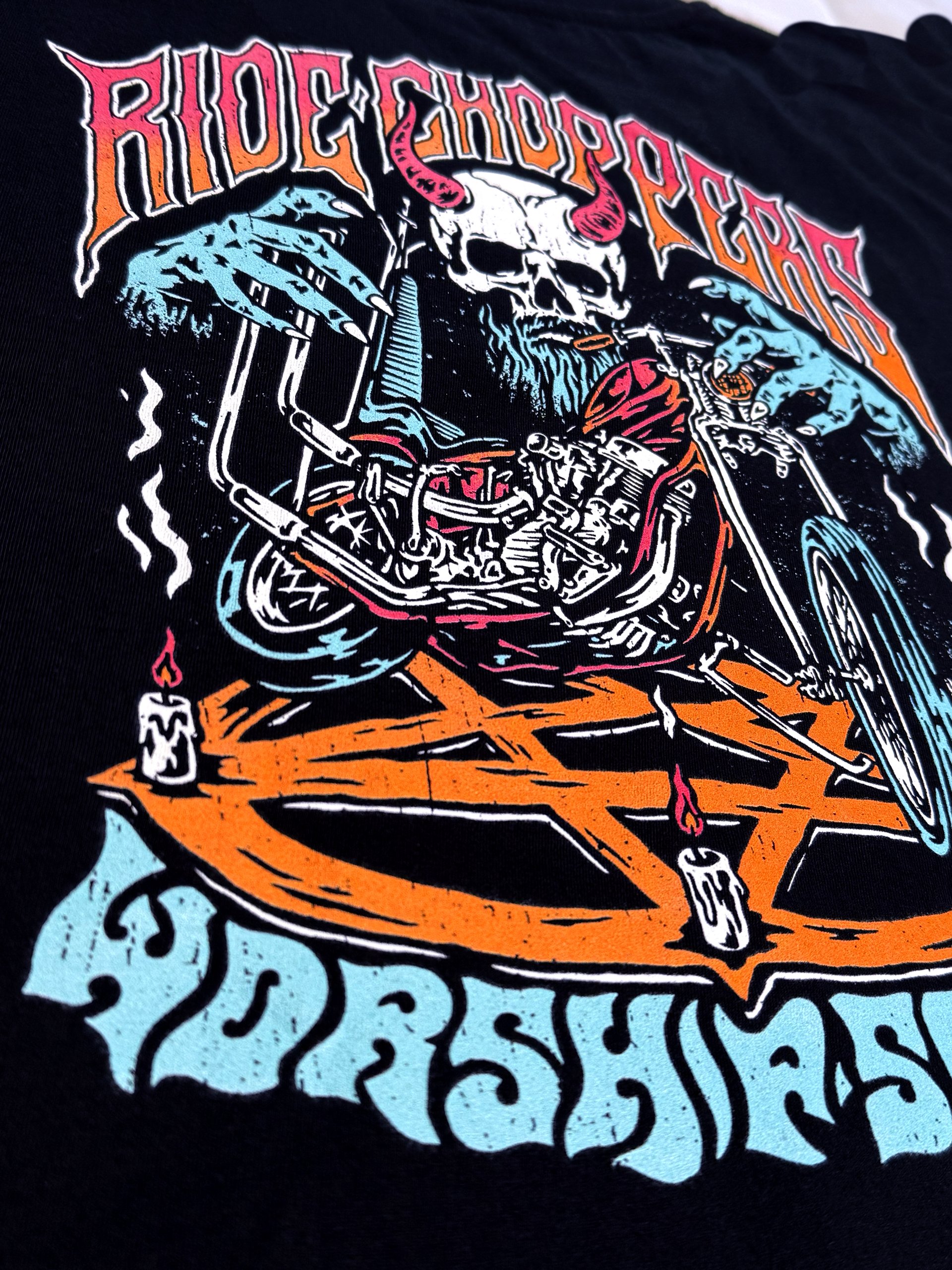 Ride Choppers Worship Satan T-shirt product image (4)