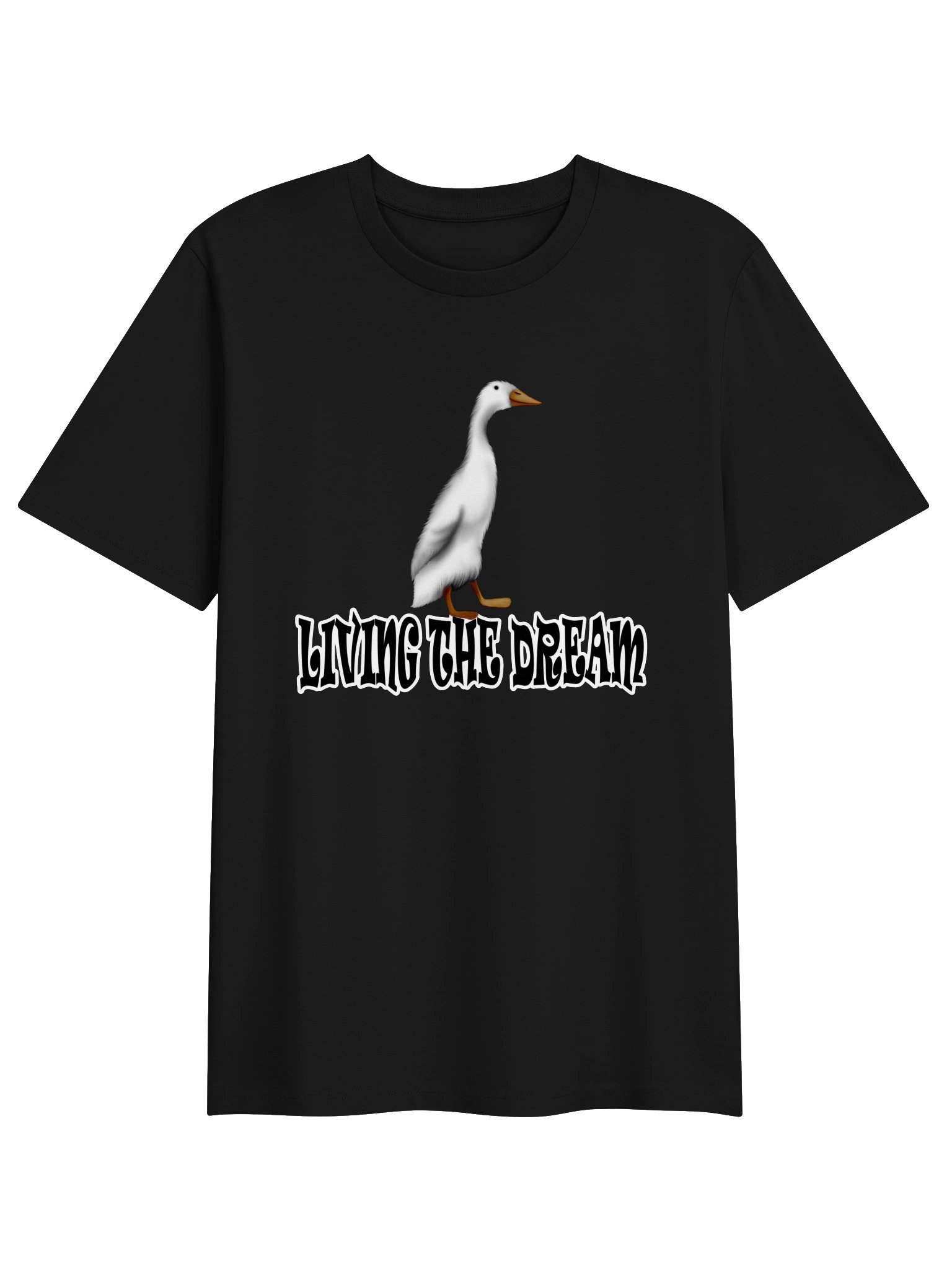 Duck "LIVING THE DREAM" T-Shirt. Unisex Stanley/Stella Organic Ribbed Neck T-Shirt product image (1)