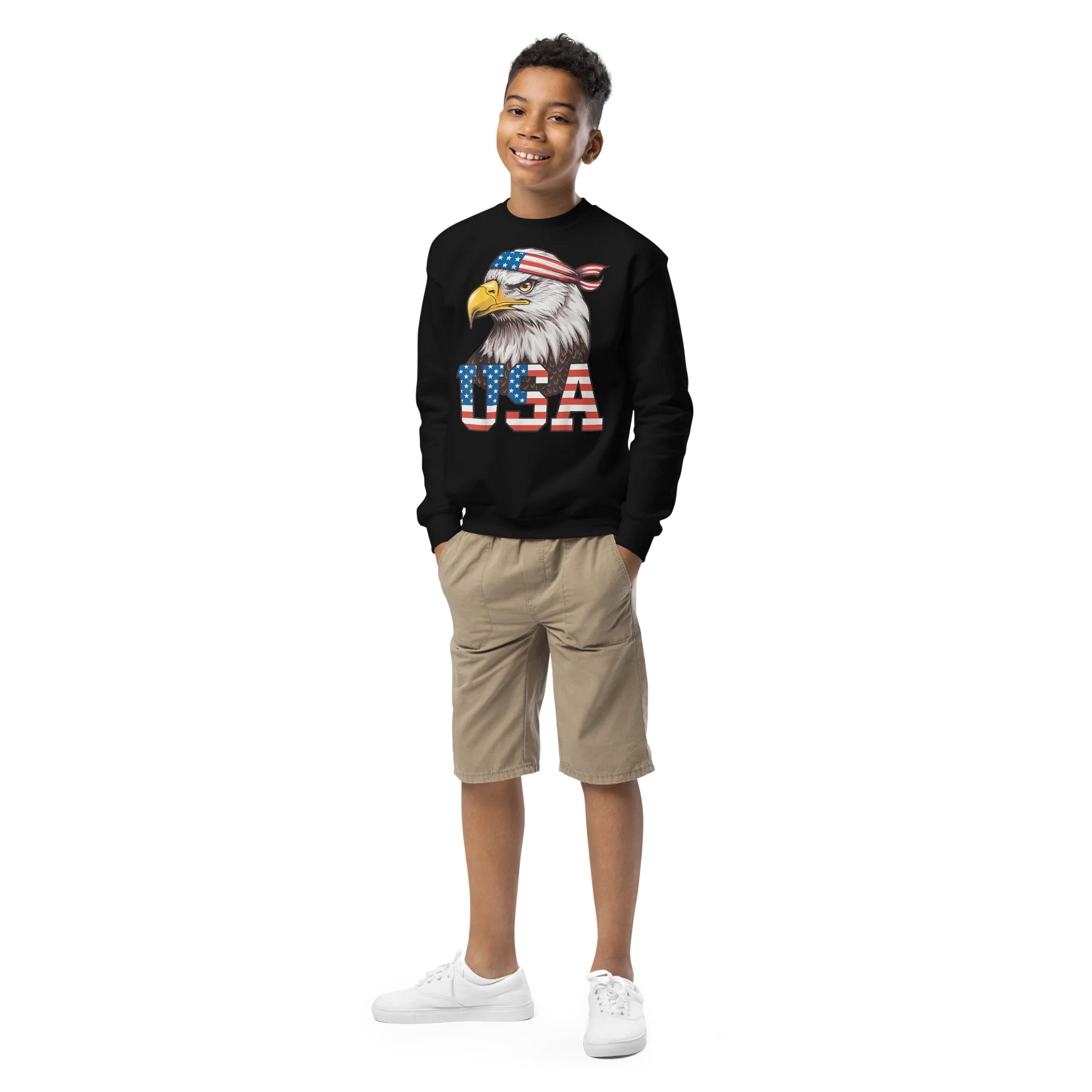 USA American Flag Bald Eagle Patriotic Youth Sweater product image (1)