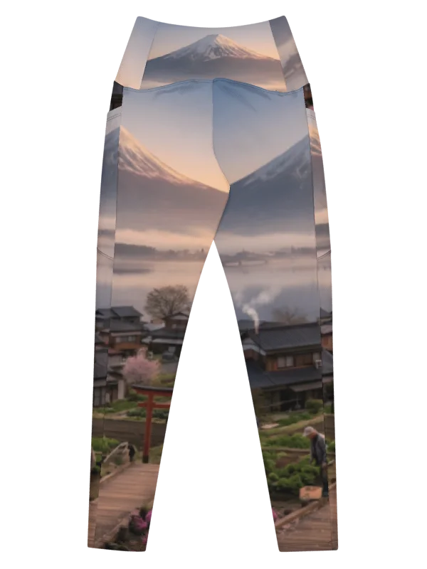 Mount Fuji Crossover Leggings with Pockets | UPF 50+ Activewear product image (2)