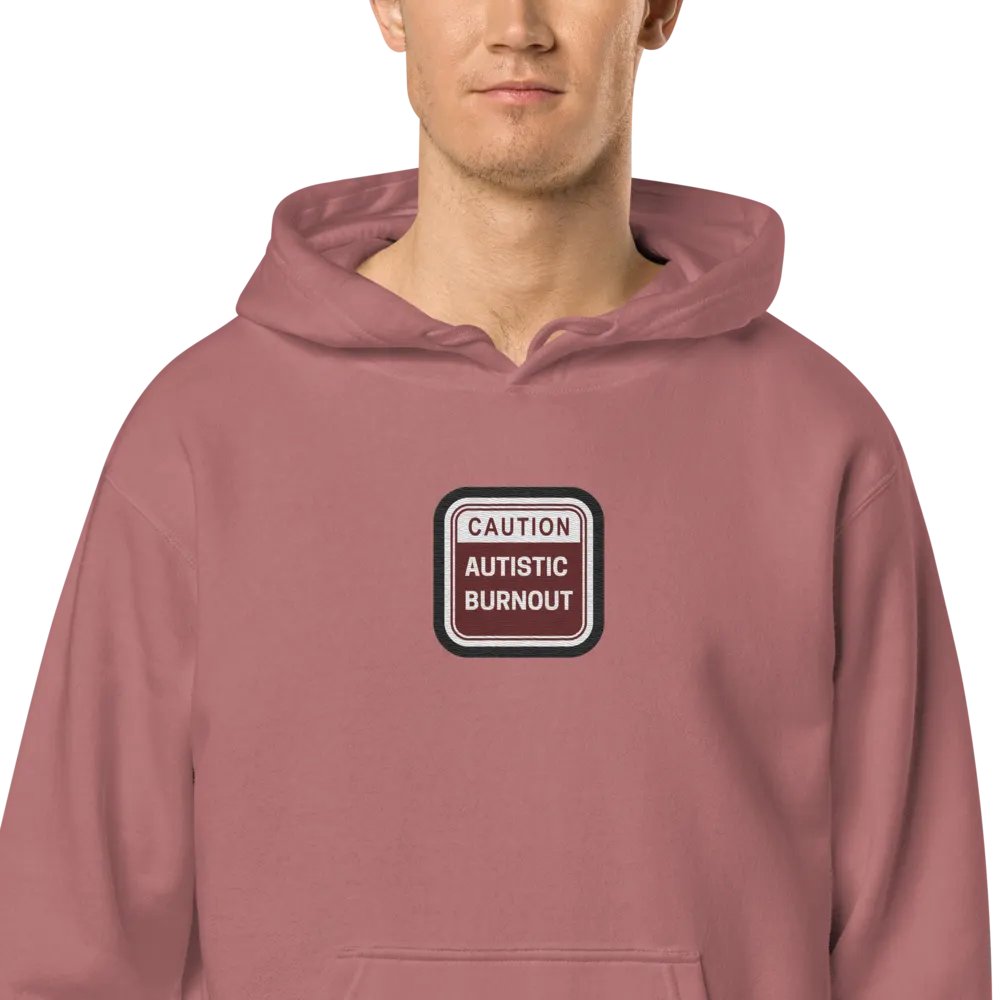 CAUTION: ASD BURNOUT embroidered pigment hoodie (maroon bubble design 2) product image (2)