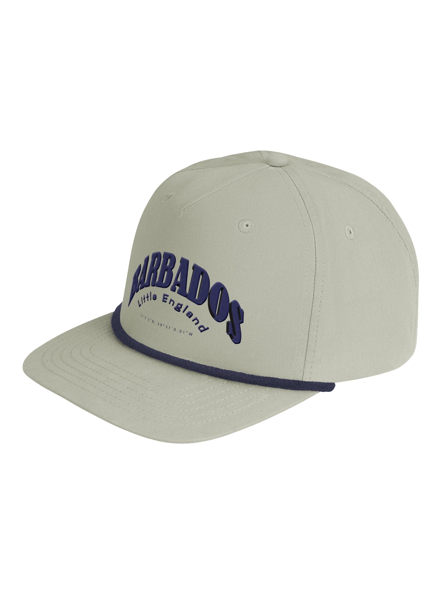 Caribbean Apples - Barbados | Embroidered | Golf Rope Cap | Tan & Navy product image (3)