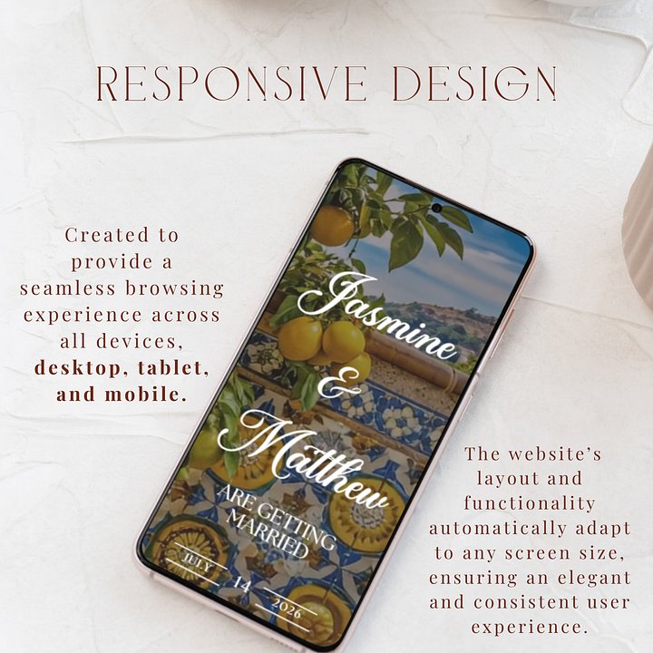 Lemon Wedding Website Template | Amalfi Citrus Theme | Editable Canva Template | Destination Wedding | RSVP Website | 5x7 Invite Included product image (2)