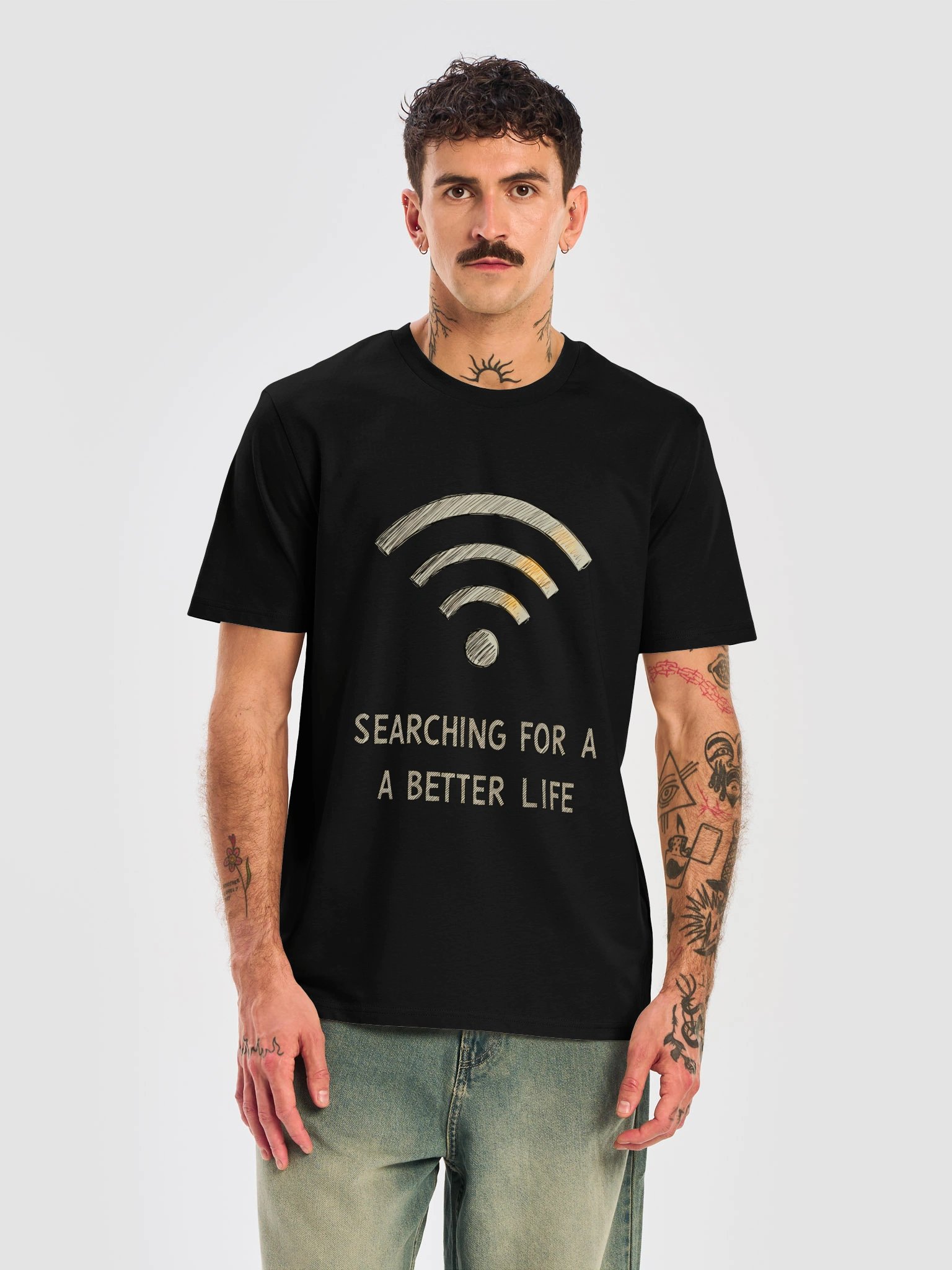 Searching For A Better Life – Funny Tech Wi-Fi Graphic - Unisex Organic T-Shirt product image (1)
