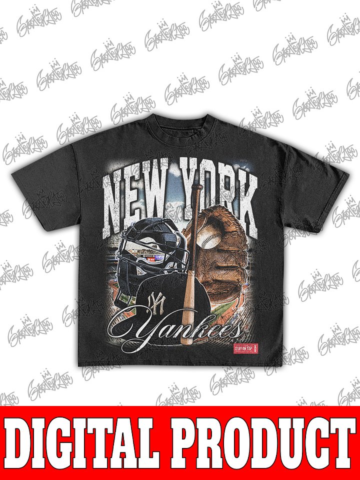 New York Yankees Baseball Helmet and Glove Vintage Bootleg Graphic product image (1)