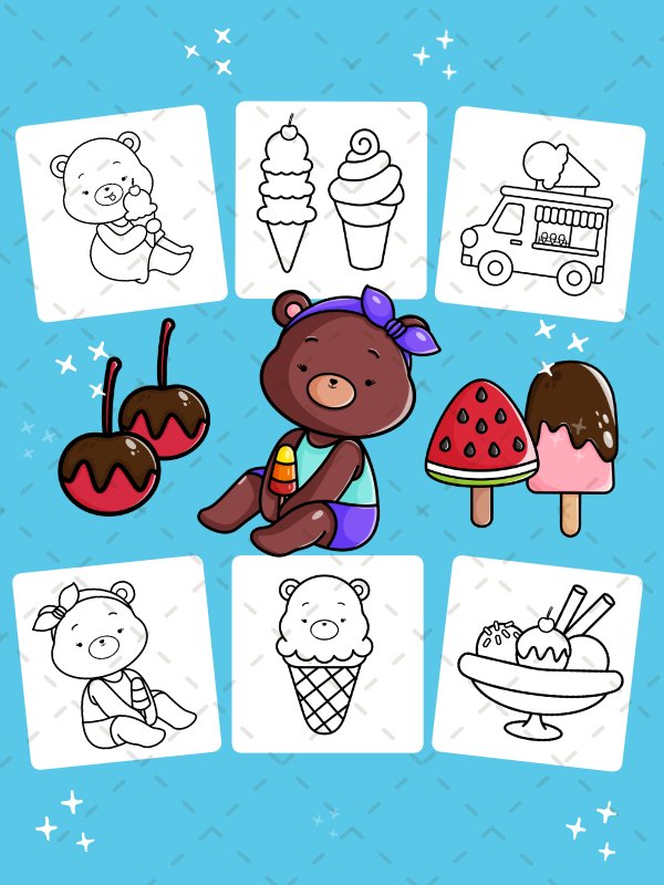 Beary Sweet Moments – 40 Cute Kawaii Bear Coloring Pages of Sweet Treats, Cozy Self-Care, Good Eats & Fall Fun (Digital Download) product image (2)
