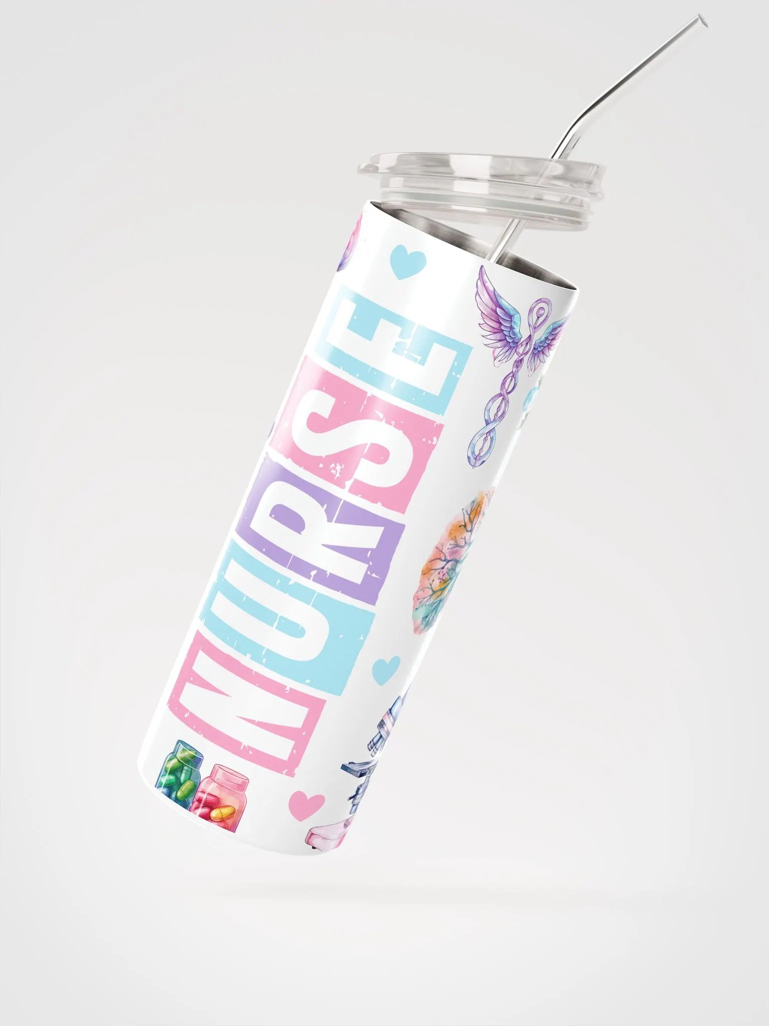 Whimsical Nurse Watercolor Stainless Steel Tumbler product image (3)