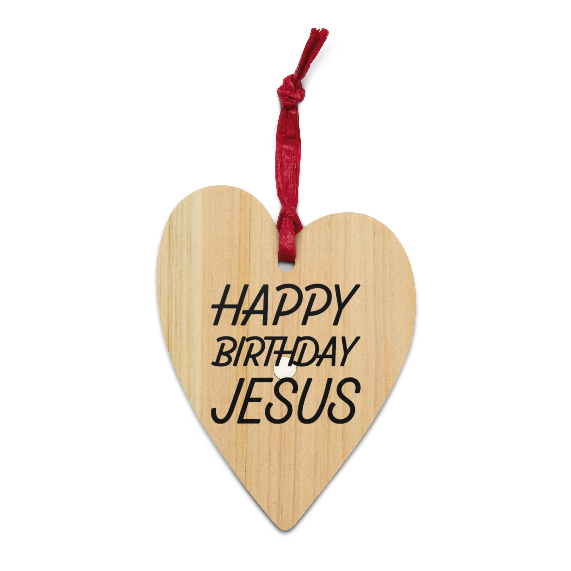Wooden Heart Shaped "Happy Birthday Jesus" Ornament product image (2)