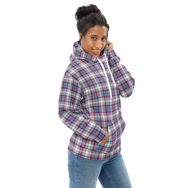Turquoise and Magenta Plaid Hoodie product image (1)