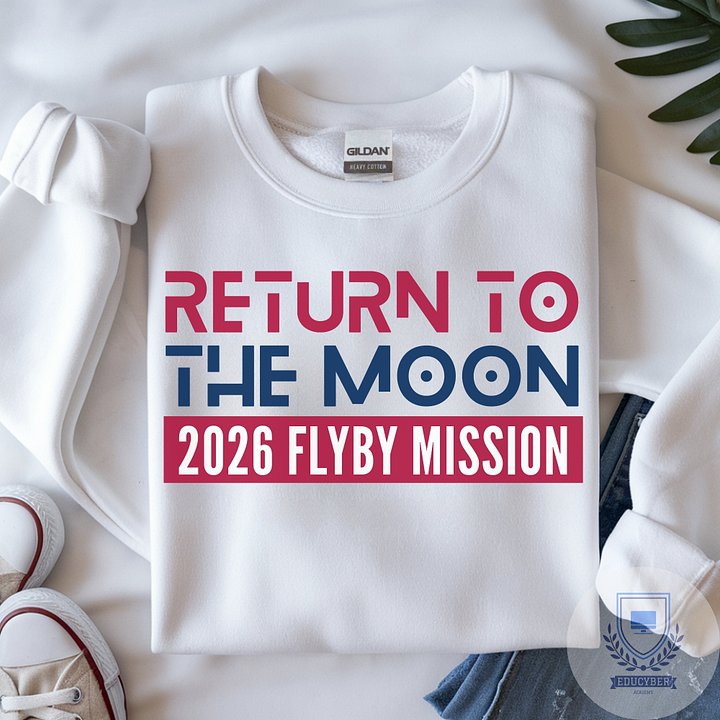 Mission to the Moon Sweatshirt April 1 2026, USA Space Program Crewneck, Red White and Blue Graphic product image (1)