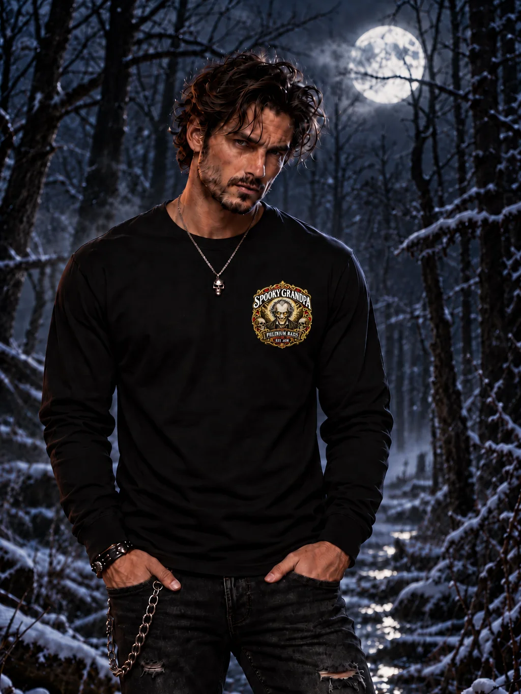 Wendigo: Curse of the North – Back Print Long Sleeve Shirt product image (3)