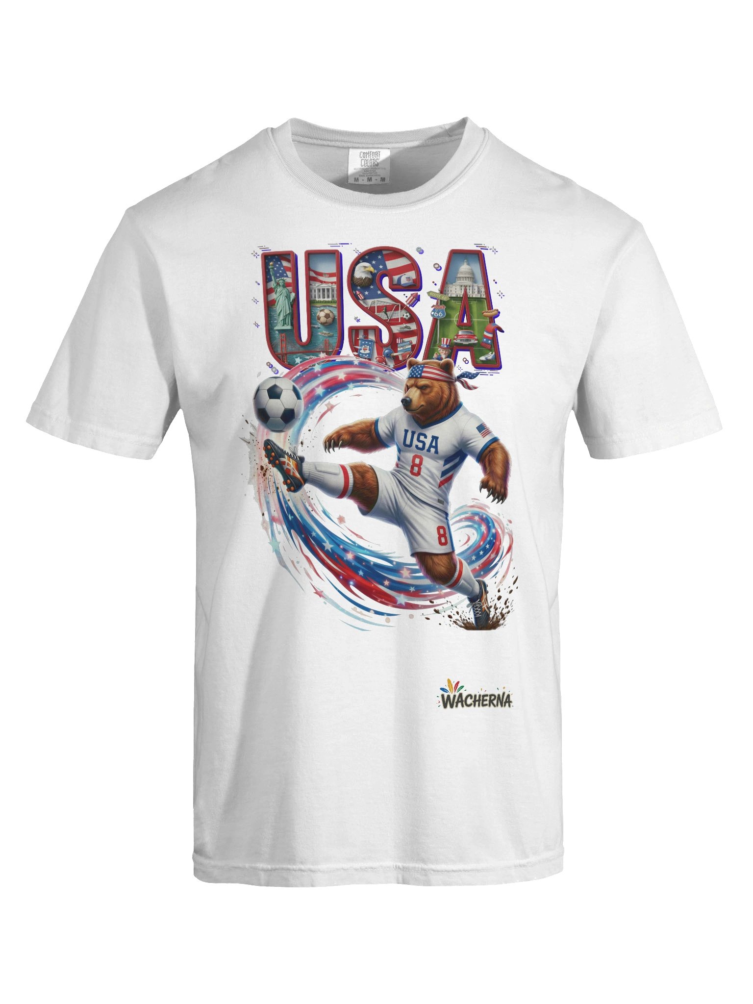 USA Bald Eagle Mascot Fan Art T-Shirt – Vibrant Culture & Soccer Streetwear product image (4)