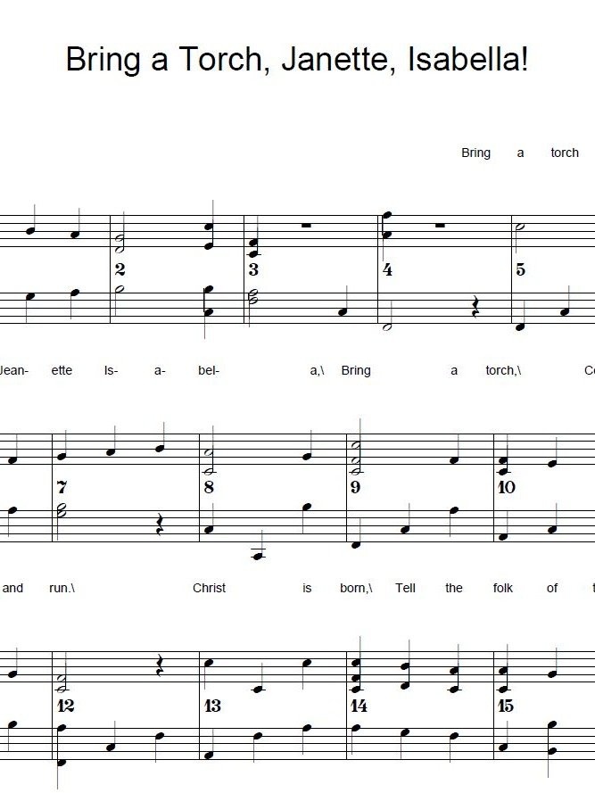 Bring a Torch, Janette, Isabella! - Christmas - Piano sheet music product image (1)