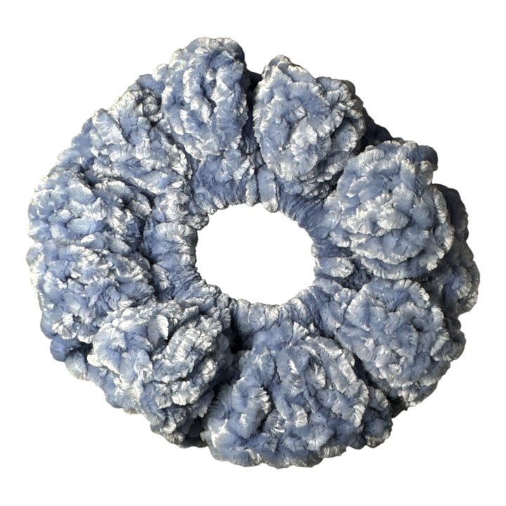 Crochet Velvet Scrunchie, All over Tie. Blue product image (1)