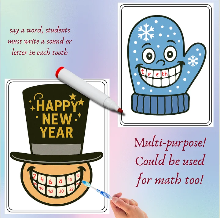 January Phonics & Math Centers – Teeth Elkonin Boxes for Sound Map product image (2)