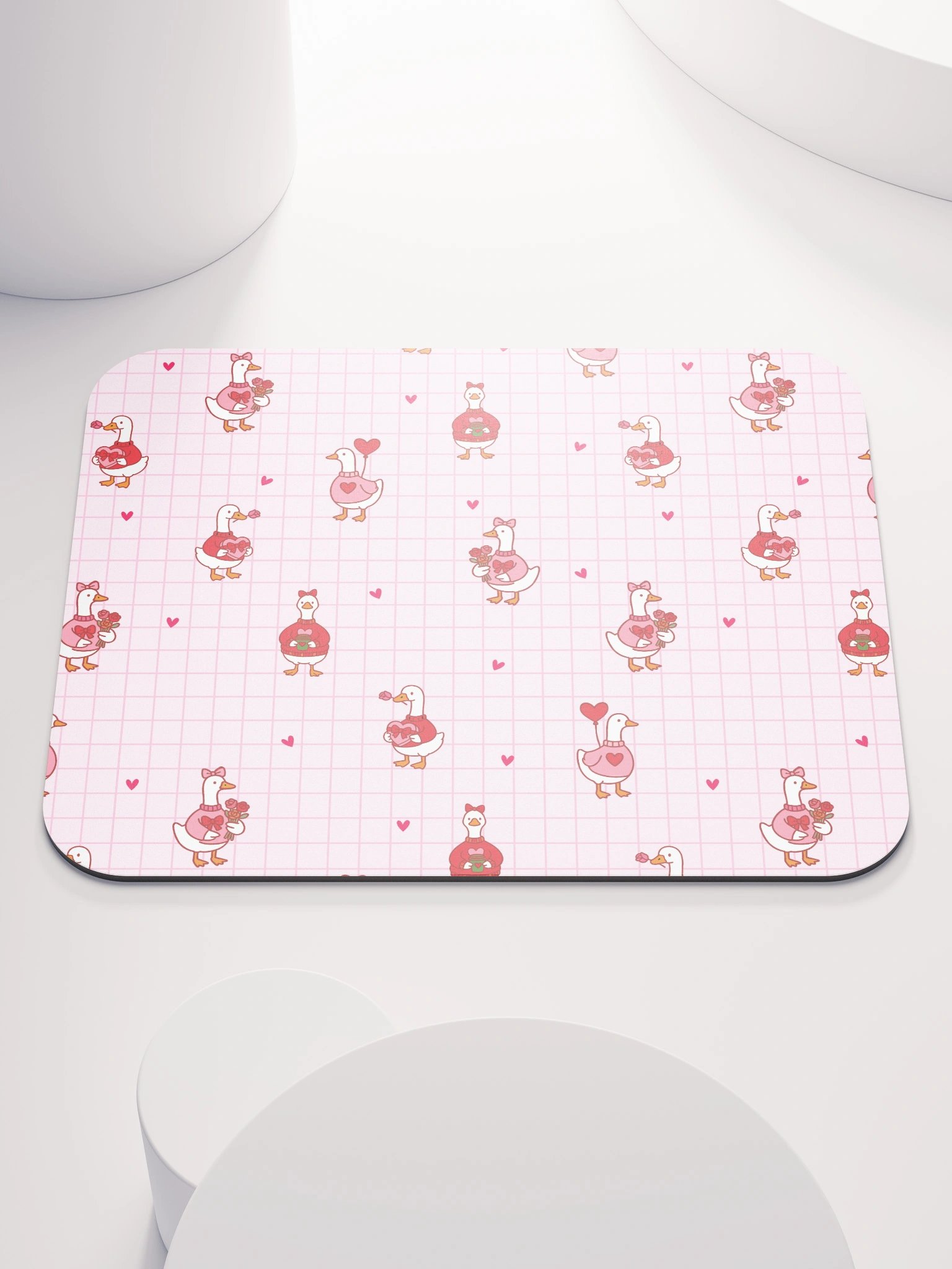 Pink Coquette Valentine Goose Mouse Mat- 8.7'' x 7.1'' product image (1)