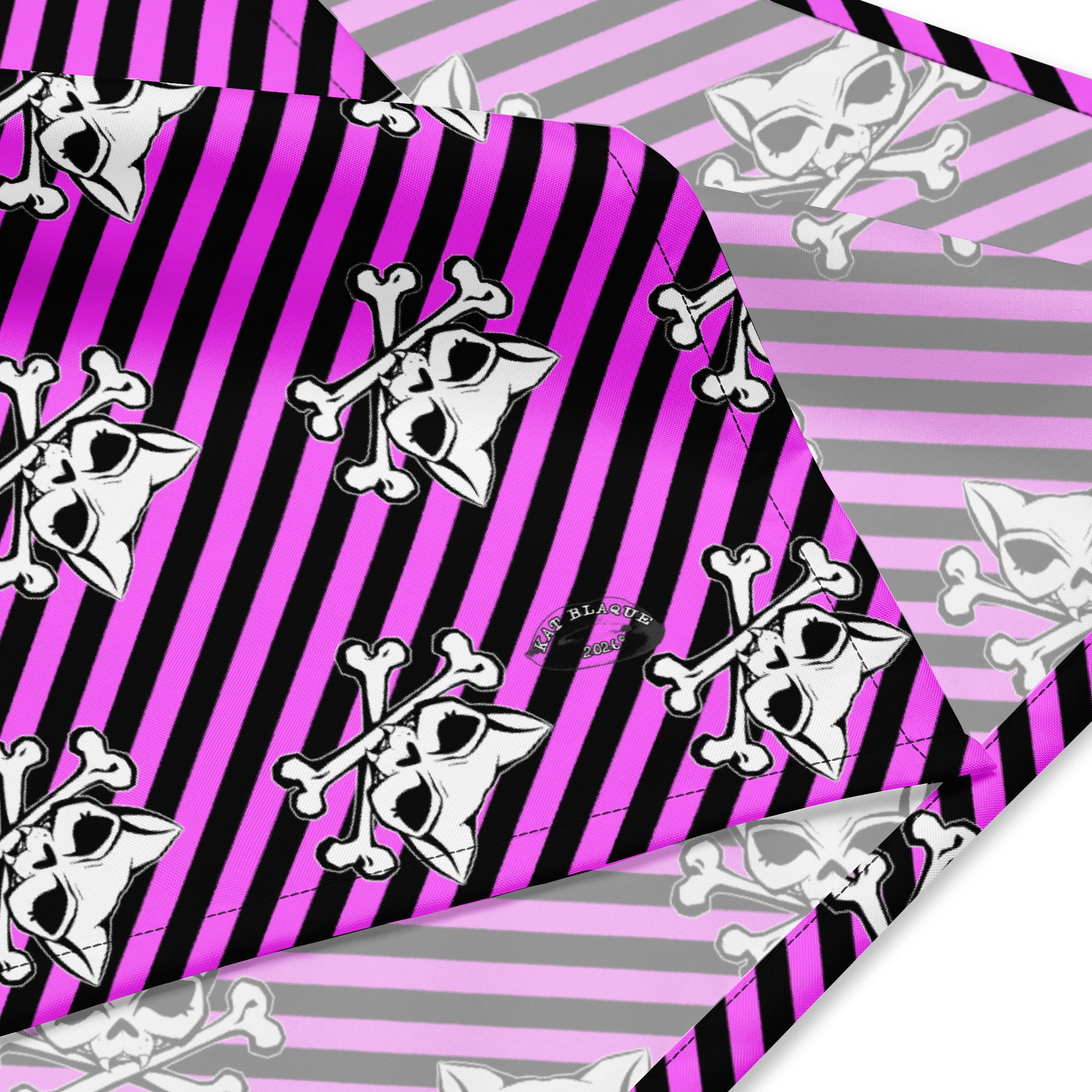 Pink and Blaque Kat Skull Bandana product image (2)
