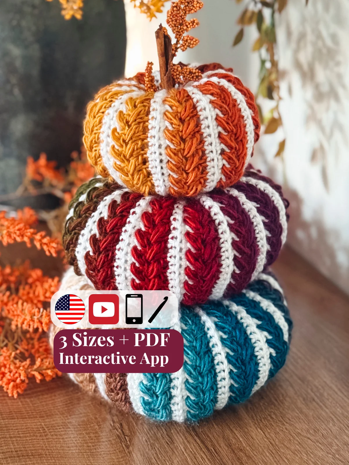 Wheat Stitch Crochet Pumpkin Pattern product image (1)