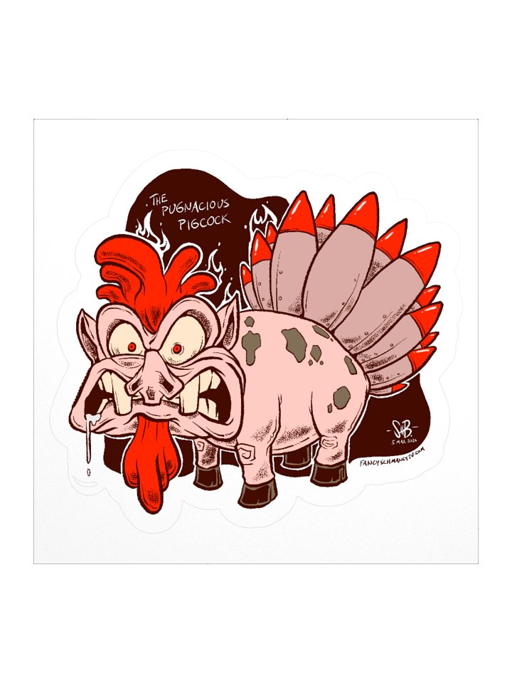 The Pugnacious Pigcock | 3" x 3" Kiss Cut Sticker product image (1)