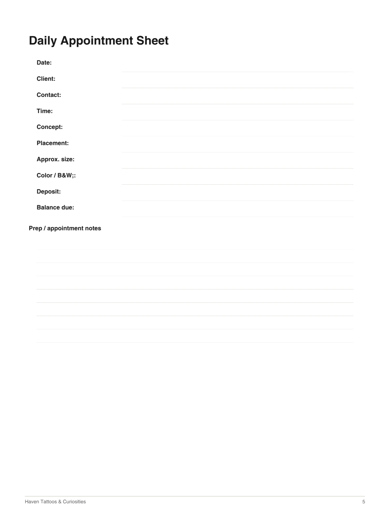 Tattoo Appointment Organizer | Digital Client & Booking Tracker for Tattoo Artists product image (2)