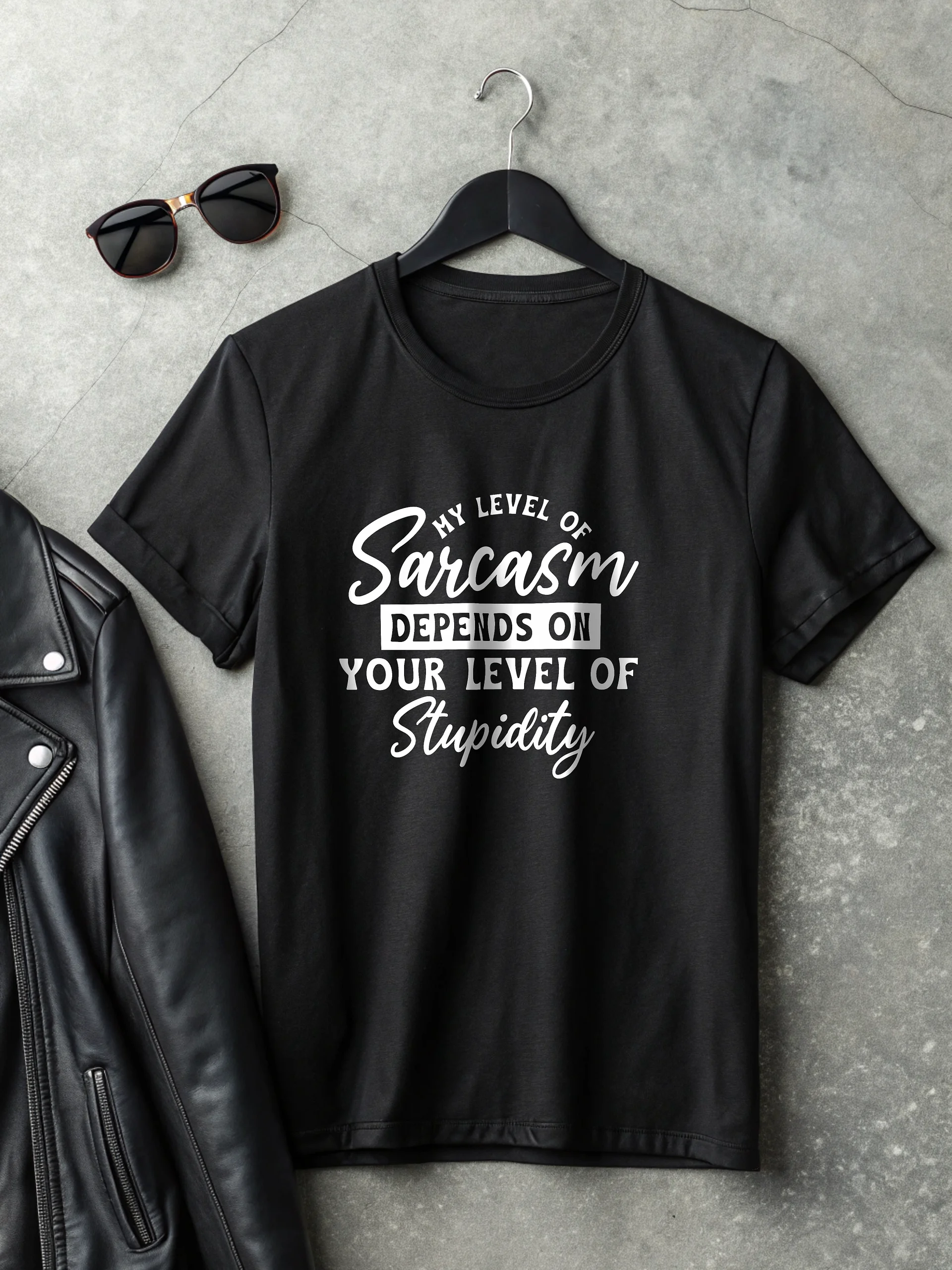 My Level Of Sarcasm Depends On Your Women's Black T-Shirt product image (2)